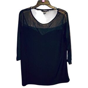 Adele & May sweetheart neck mesh blend top size 1X